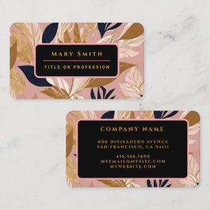 Blush Pink Gold Boho Leaves Modern Collection Business Card
