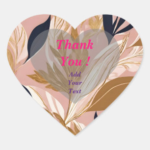 Blush Pink Gold Boho Leaves Modern Collection Heart Sticker