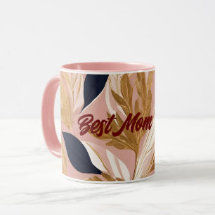 Blush Pink Gold Boho Leaves Modern Collection Mug