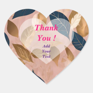 Blush Pink Gold Boho Leaves Popular Collection Heart Sticker