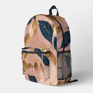 Blush Pink Gold Boho Leaves Popular Collection Printed Backpack
