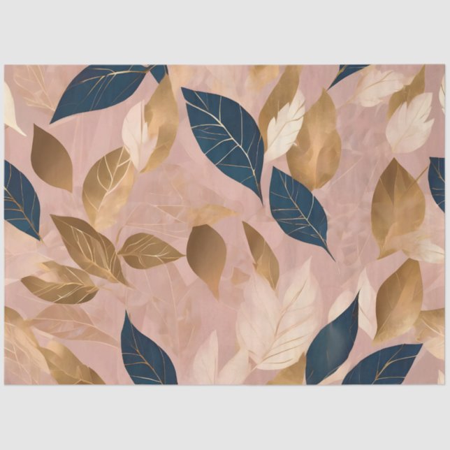 Blush Pink Gold Boho Leaves Popular Collection Tissue Paper (Front)