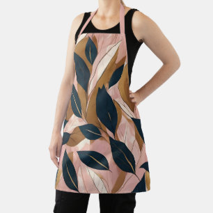 Blush Pink Gold Boho Leaves Trendy Collection Apron