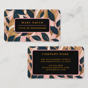 Blush Pink Gold Boho Leaves Trendy Collection Business Card