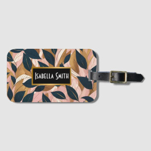 Blush Pink Gold Boho Leaves Trendy Collection Luggage Tag