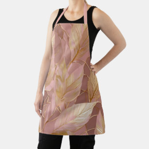 Blush Pink Gold Boho Modern Leaves Collection Apron