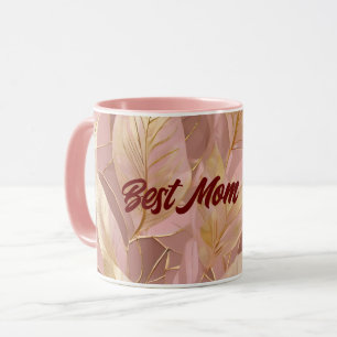 Blush Pink Gold Boho Modern Leaves Collection Mug