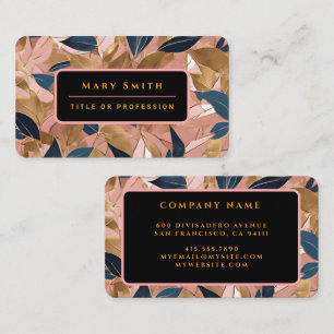 Blush Pink Gold Boho Popular Leaves Collection Business Card