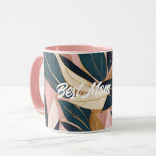 Blush Pink Gold Boho Trendy Leaves Collection Mug