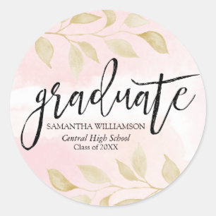 Blush Pink Gold Botanical Graduation Envelope Seal