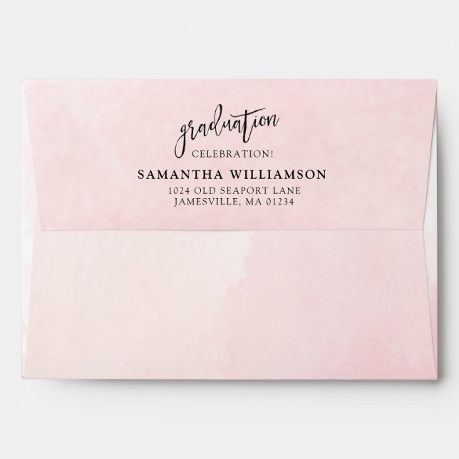 Blush Pink Gold Botanical Graduation Party Envelopes (Back (Top Flap))