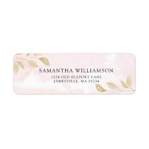 Blush Pink & Gold Botanical Return Address Label