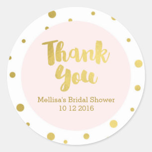 Blush Pink Gold Bridal Shower Thank You Favour Tag