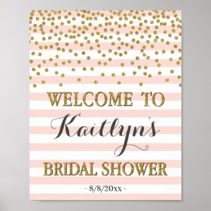 Blush Pink Gold Bridal Shower Welcome Sign Decor