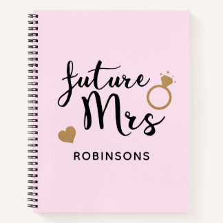 Blush Pink Gold Bridal Wedding Planner Future Mrs Notebook