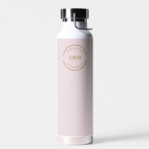 Blush Pink Gold Business Logo QR code Water Bottle