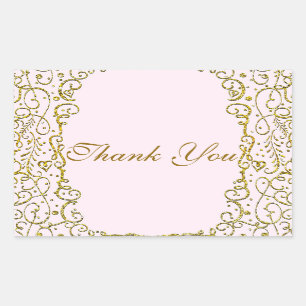 Blush Pink Gold Castle PRINCESS PARTY Birthday Rectangular Sticker