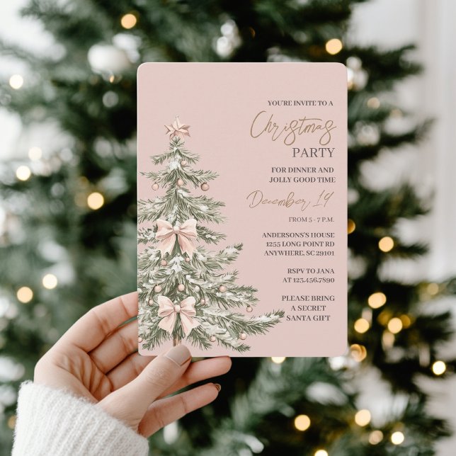 Blush Pink & Gold Christmas Party Invitation (Creator Uploaded)
