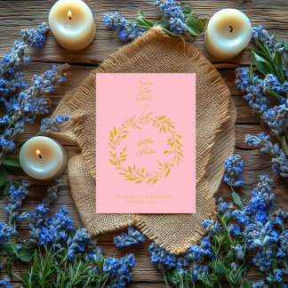 Blush Pink & Gold Circle Save the Date - Wedding Invitation