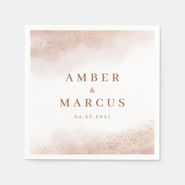 Blush Pink Gold Cloud Wedding Napkin (Front)