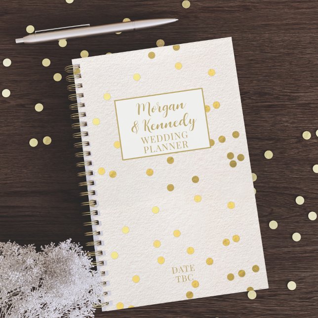 Blush Pink Gold Confetti Couple's Wedding Planner (Add your name and wedding date to this delicate blush pink wedding planner)