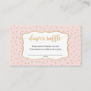 Blush Pink + gold confetti diaper raffle ticket