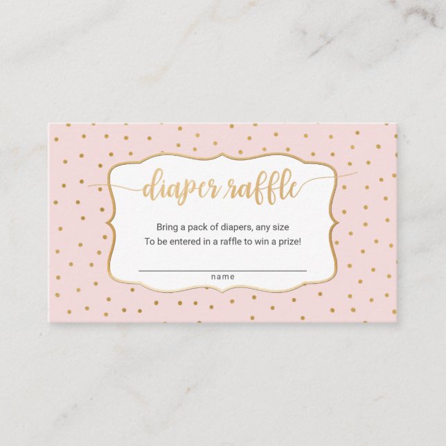 Blush Pink + gold confetti diaper raffle ticket (Front)