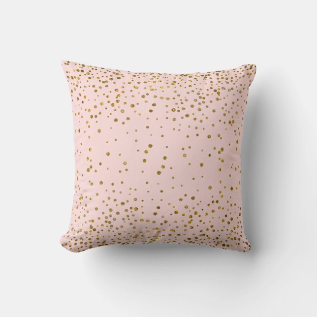 Blush Pink Gold Confetti Dots | Rose Quartz Chic Cushion (Front)