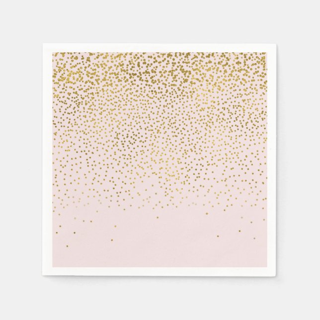 Blush Pink & Gold Confetti Modern Engagement Party Napkin (Front)