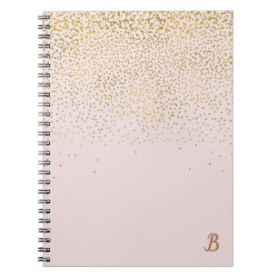 Blush Pink & Gold Confetti Modern Glam Trendy Notebook