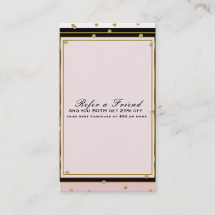Blush Pink & Gold Confetti Modern Refer a Friend Referral Card