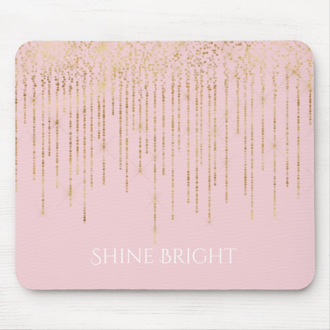 Blush Pink Gold Confetti Mouse Mat (Front)
