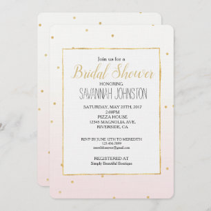 Blush Pink Gold Confetti Sparkle Ombre Invitation