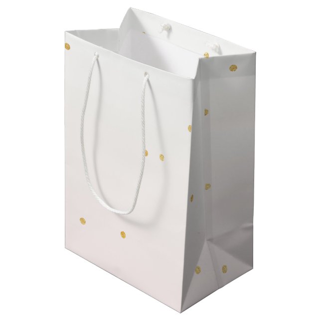 Blush Pink Gold Confetti Sparkle Ombre Medium Gift Bag (Front Angled)