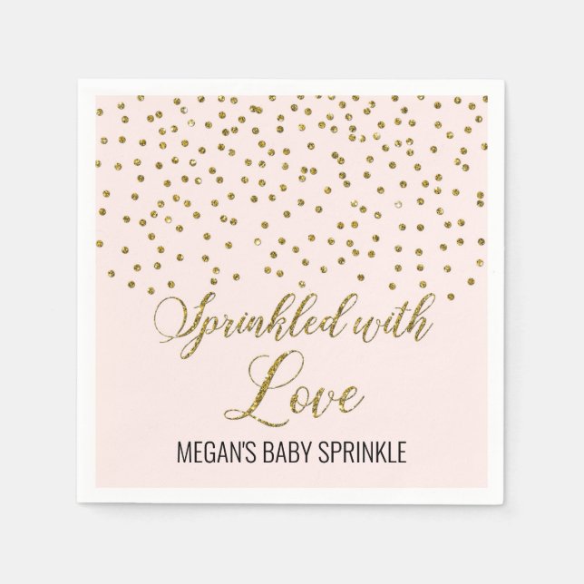 Blush Pink Gold Confetti Sprinkled with Love Napkin (Front)