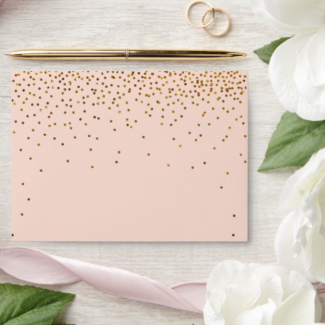 Blush Pink & Gold Confetti Wedding Envelopes (Wedding)