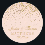 Blush Pink & Gold Confetti Wedding Favour Classic Round Sticker<br><div class="desc">Blush Pink & Gold Confetti Wedding Favour Stickers.

*Please note that Zazzle only sells printed products,  therefore this item does not include any real glitter or foil materials.</div>