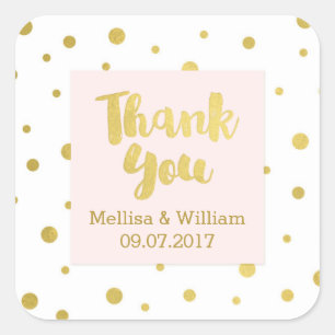 Blush Pink Gold Confetti Wedding Favour Tags