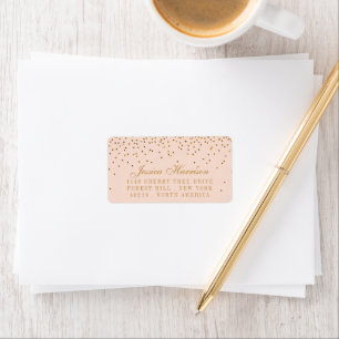 Blush Pink & Gold Confetti Wedding Label