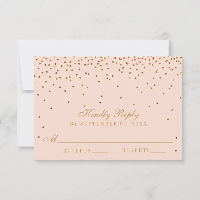 Blush Pink & Gold Confetti Wedding RSVP (Front)