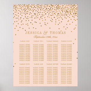 Blush Pink & Gold Confetti Wedding Seating Chart