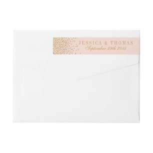 Blush Pink & Gold Confetti Wedding Wrap Around Label
