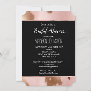 Blush Pink Gold Cowgirl Cowhide Invitation