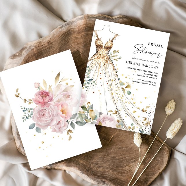 Blush Pink Gold Elegant Floral Bridal Shower Invitation (Blush Pink Gold Elegant Floral Bridal Shower Invitation)