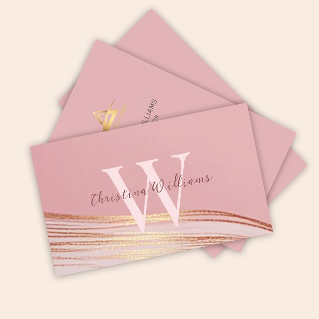 Blush Pink Gold Elegant Modern Minimalist Business Card (Blush Pink Gold Elegant Modern Minimalist Business Card)