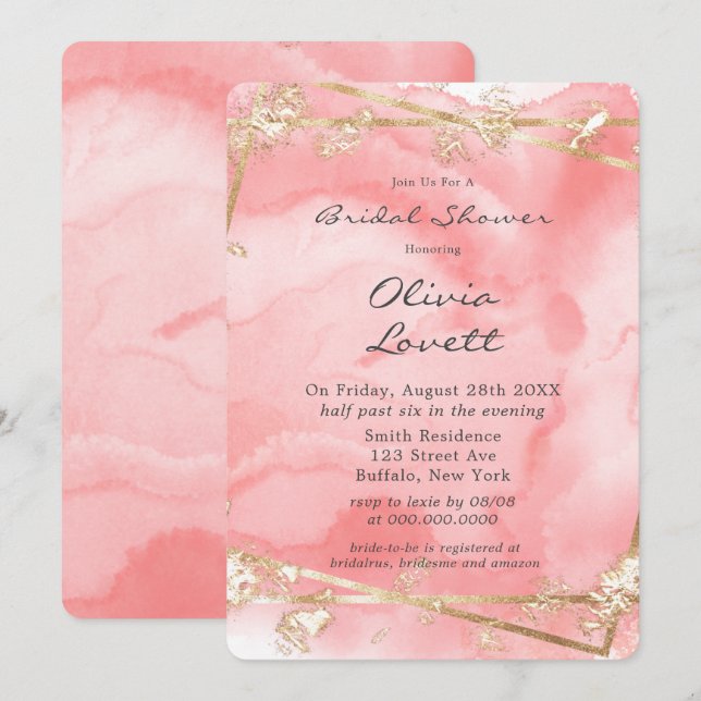 Blush Pink Gold Fairytale Bridal Shower Invitation (Front/Back)