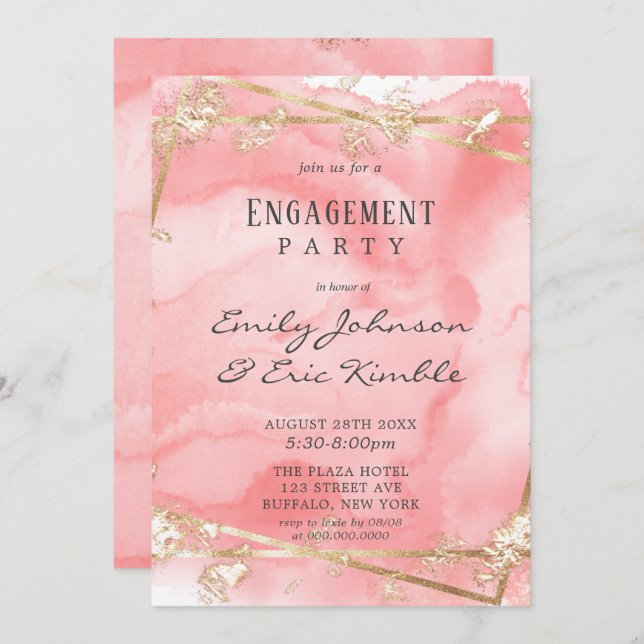 Blush Pink Gold Fairytale Engagement Party  Invitation (Front/Back)