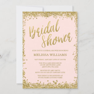 Blush Pink Gold Faux Glitter Bridal Shower Invitation