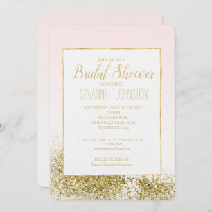 Blush Pink Gold Faux Glitter Sparkle Invitation