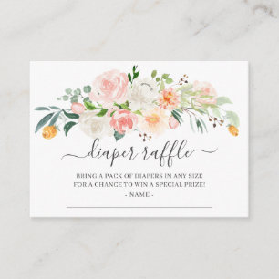Blush Pink Gold Floral Baby Shower Diaper Raffle Enclosure Card